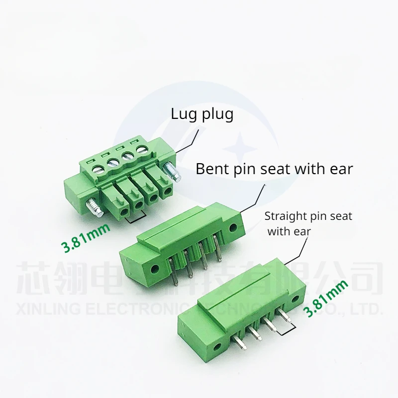 Wholesale 15EDGKM-3.81mm plug-in terminal block with flange PCB with ears 2EDGKM copper 2-24P straight bend