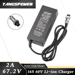 Cargador de batería de litio de 67,2 V, 2a, 60V, 2a, 16S, paquete de batería de iones de litio, Cargador rápido