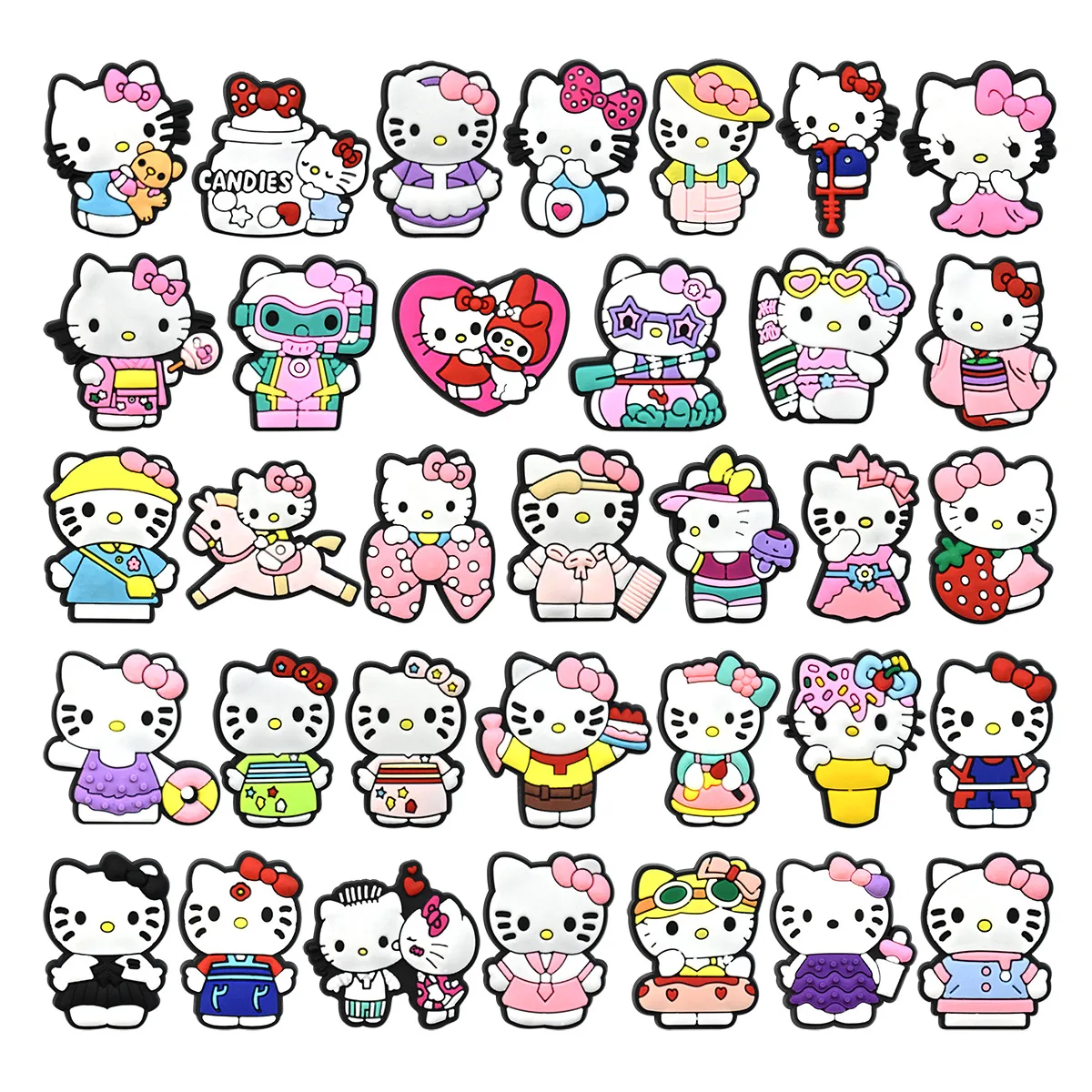 Mesuca New Cartoon Strawberry kitty DIY accessories PVC Praise Shoe charmas clow for clogs Slides Gift Idea Easy to install