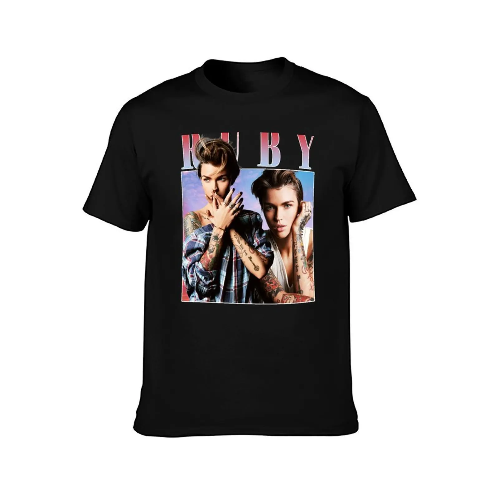 Ruby Rose T-Shirt, Summer Casual Cotton Tee, Oversized Streetwear Tops, Vintage Graphic Print, Loose Fit Short Sleeve