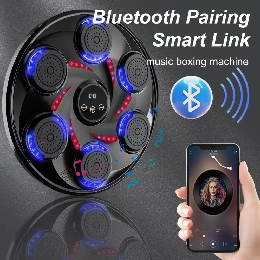 Music Boxing Machine Wall Mounted Smart Bluetooth Punching Trainer with Gloves Electronic Boxing Target Workout Equipment Sport