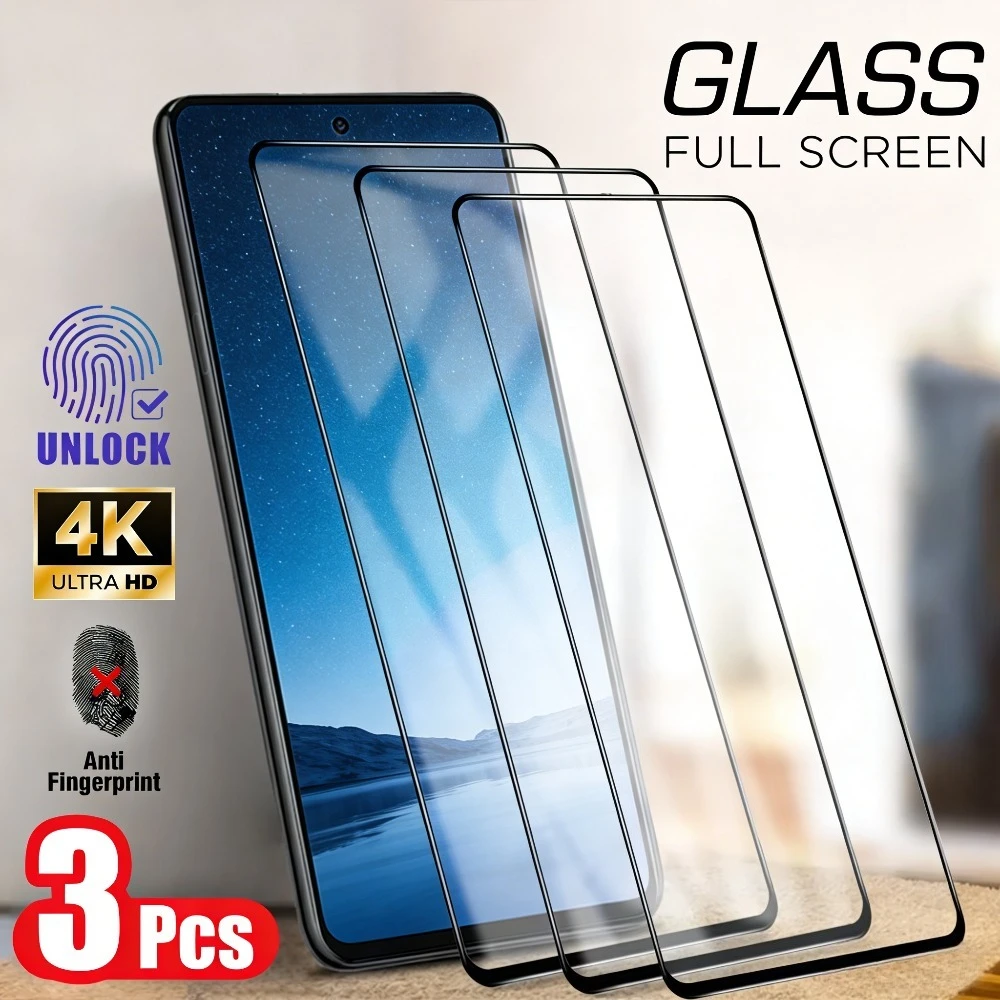 3Pcs Full Cover Screen Protector for Samsung Galaxy A57 A56 A55 A53 A37 A36 Tempered Glass for Samsung A07 A15 A16 A17 A25 A26