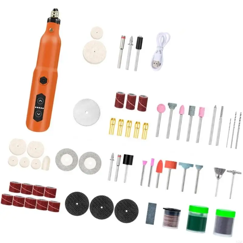 

57QF 132 Piece 3.7V Cordless Rotary Tool Set 18000RPM Five Speed Grinding Device for Wood, Metal, and Plastic Applications