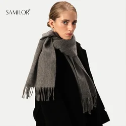 100% Wool Scarf Women Thickening Cashmere Winter Scars Shawls Fashion Female Pashmina Scarves Keep Warm Wrap with Tassel