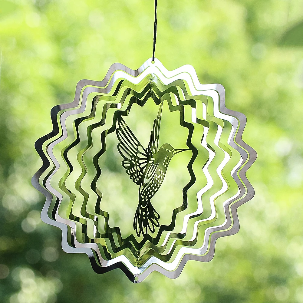 20cm Bird Wind Spinner Fantastic 3D Visual Effect Stainless Steel Mirror Reflective Streaming Effect Patio Decor Bird Repeller