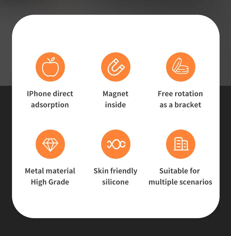Handy Metall 360° ° Rotations-Fingerring, starker Magnetständer für Magsafe, zusammenklappbarer Magnethalter für iPhone 16, 15, 14, Samsung – Detail 2