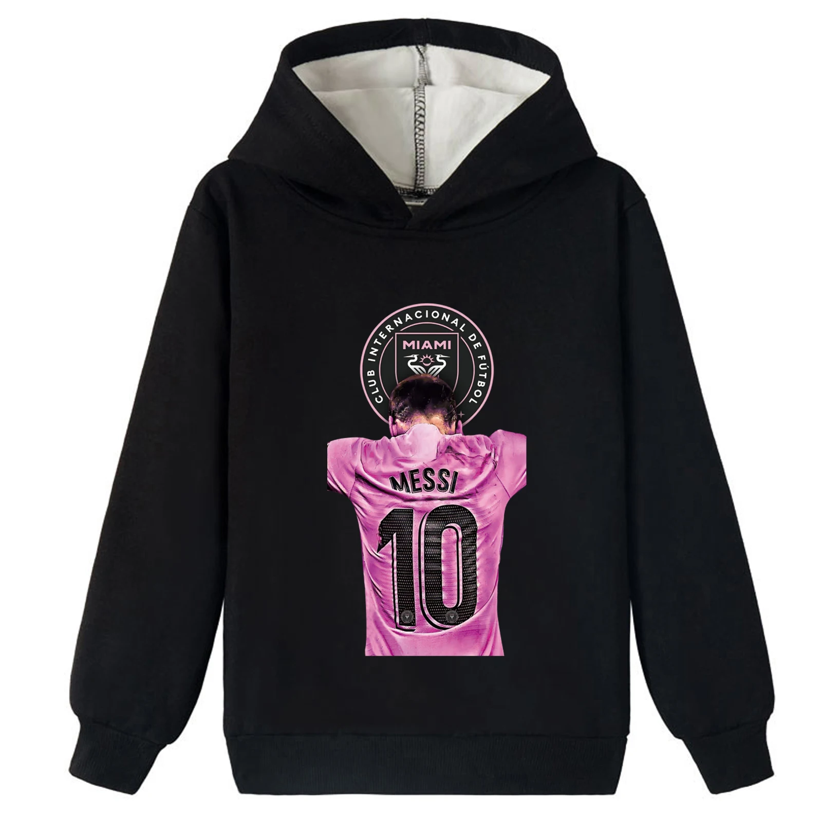 Little Kid geborsteld sweatshirt warme tops, M_Messi winterhoodies met lange mouwen voor 2-14 jaar
