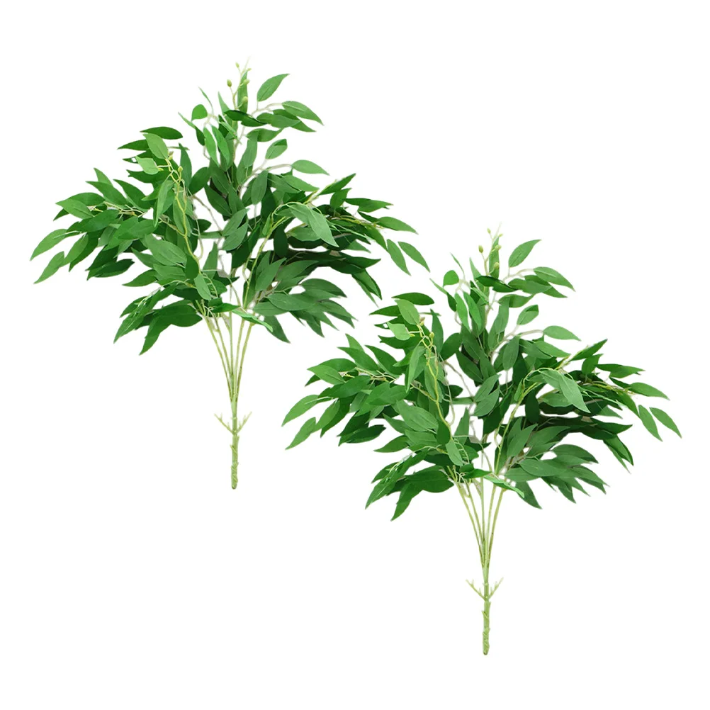 

2Pcs Artificial Willow Leaf Stems Faux Greenery Twigs Simulation Green Plants Wedding Floral Decor Home Vase Decoration
