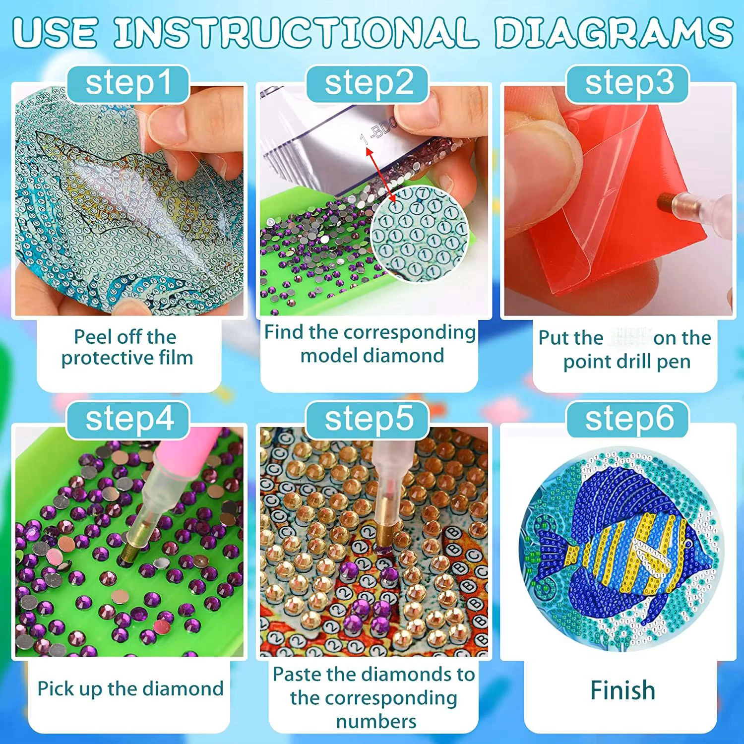 8-Piece Set of Diamond Painting Coasters (With Holder)