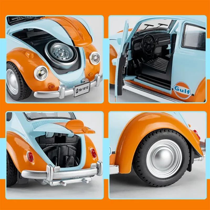 1:18 Mini-Legierung Oldtimer Modell Diecast 1955, Käfer Spielzeug Metall Auto Sound und Licht zurückziehen Simulation Sammlung Geschenke Spielzeug
