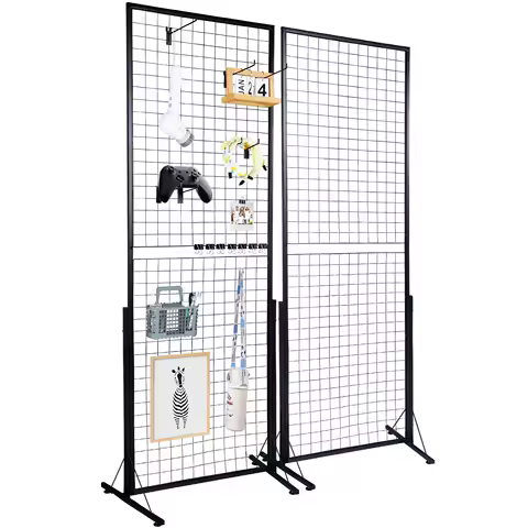 SucceBuy Grid Wall Panels Tower Wire Gridwall Display Racks Double Side Gridwall Panels for Art Craft Shows Retail Shop w/ Hooks
