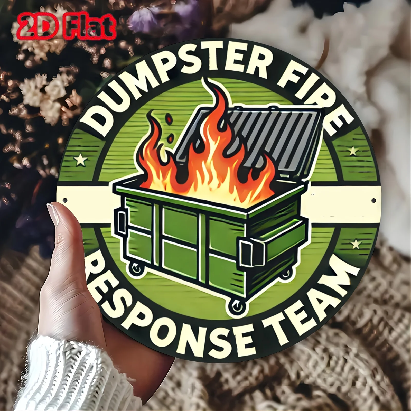 "فريق Dumpster Fire Response Team" لوحة فنية جدارية ذات طابع حيواني وخيالي، مثالية لديكور المزرعة والبار ورجل الإطفاء