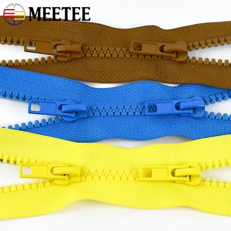 Meetee 2Pcs 50-200cm 5# Resin Zippers Double Opend End Zip Down Jacket Coat Zips Bags clothes Tent Sewing Zipper Accessories