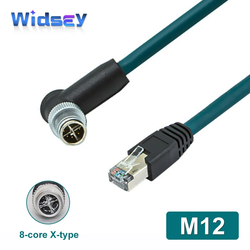 

M12 8pin X-code Male Head To RJ45 Encoding Line Industrial Ethernet X-type Network Cable 8-code Shield Cat6 Kilomega Connector