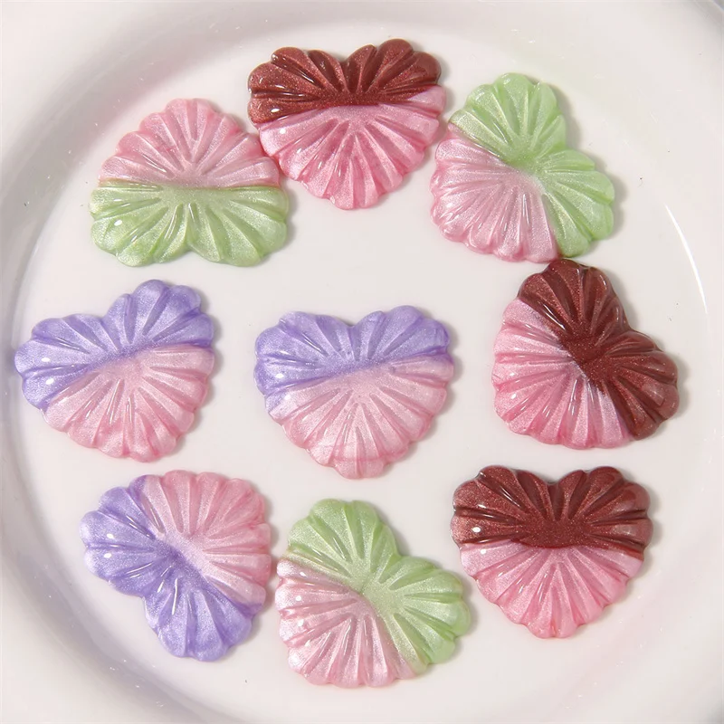 Newest 50pcs/lot color print cartoon flowers hearts shape resin cabochon beads diy jewelry garment/hair accessory