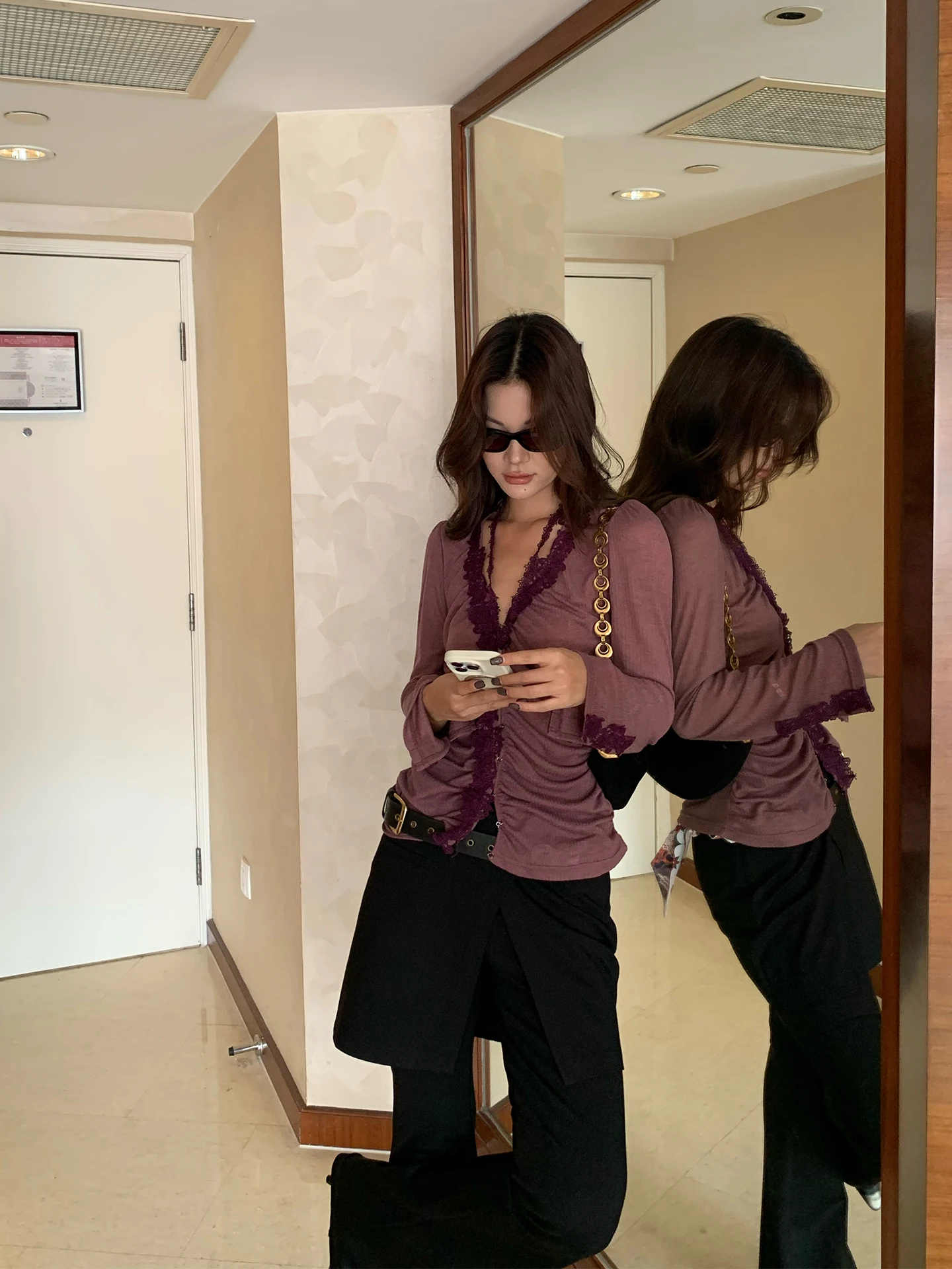 

Retro Design Lace Trim Splice Hanging Ne Knitted Sweater Women's Inner Wear Base Top Faionable Vintage Sle Long S...