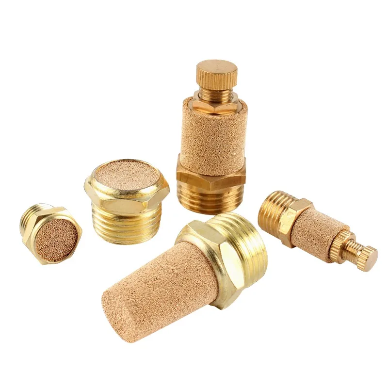 Brass Pneumatic Exhaust Muffler M5 1/8 1/4 3/8 1/2 3/4 BSP Male Thread For Air Noise  Adjustable Long Short BSL SLM SLL