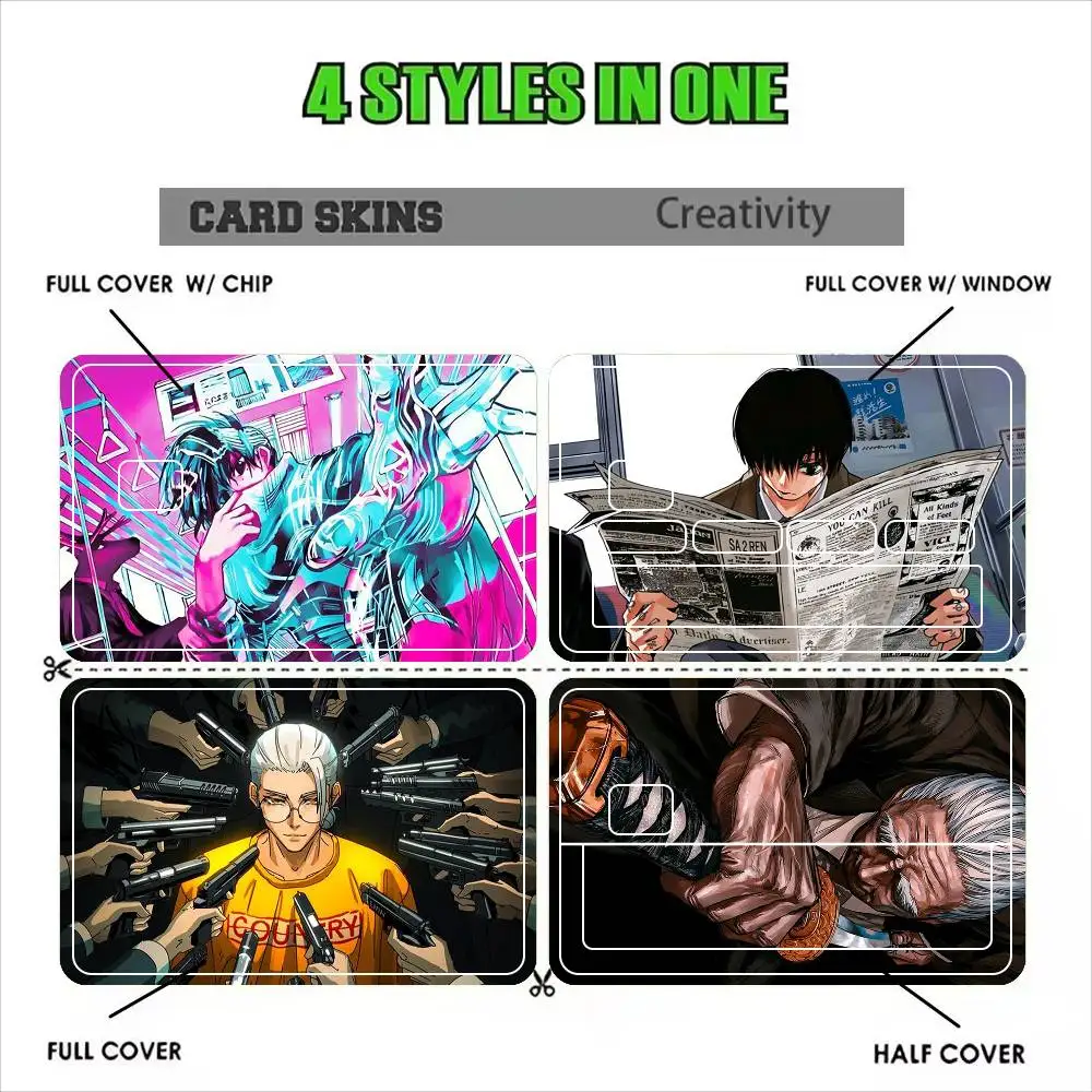 SAKAMOTO DAYS Akira Akao Manga  Sticker Film Tape Skin for Credit Card Debit Card Cartoon Waterproof Stickers