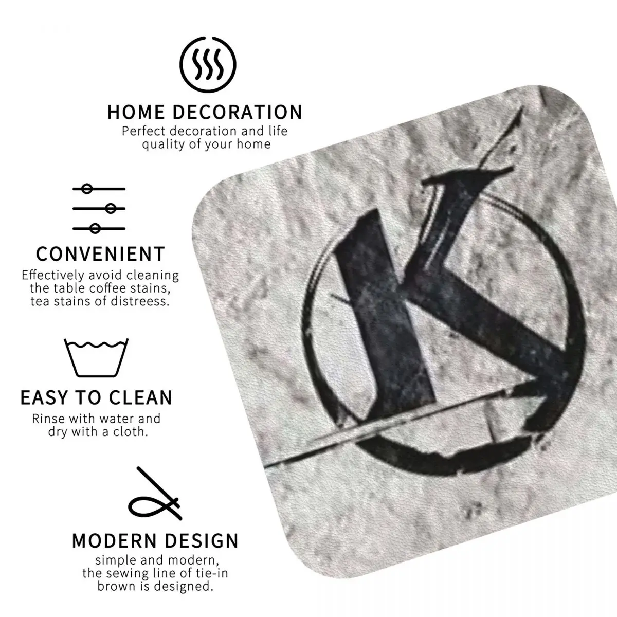 Black Kaamelott Logo On A Gray Background Coasters Kitchen Placemats Non-slip Cup Coffee Mats For Home Tableware Pads Set of 4 image 6