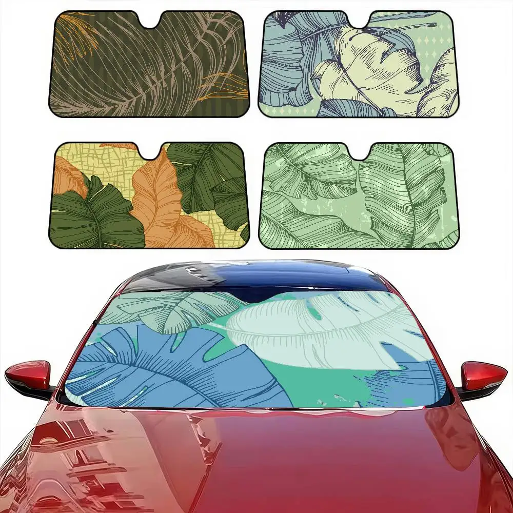

Vintage Tropical Botanical Art Car Windshield Sunshade - Universal For Sedan/SUV/Truck, Anti-UV Sun Blocker