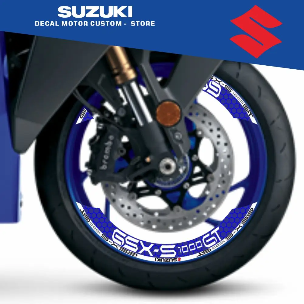 

8 шт., наклейки в полоску для переднего + заднего обода, наклейки на колеса, наклейки из 2 частей для SUZUKI GSX-S1000GT GSXS1000GT +