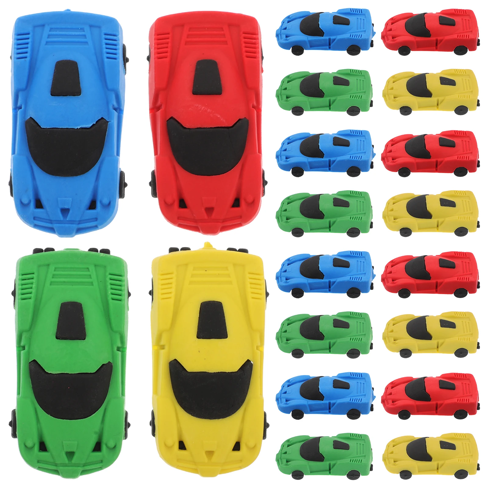 

20pcs Car Eraser Safe Material Cartoon Shaped Portable Practical Kids Pencil Erasers Student Supplies Lovely Gifts