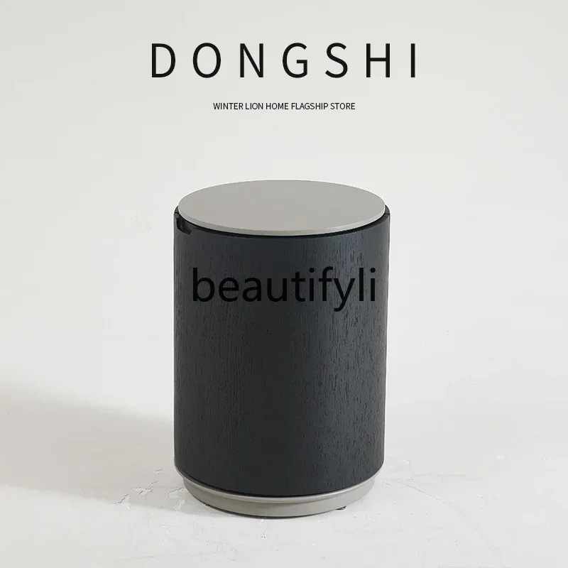 G Italian minimalist small apartment bedside table smoky color designer round high-end locker