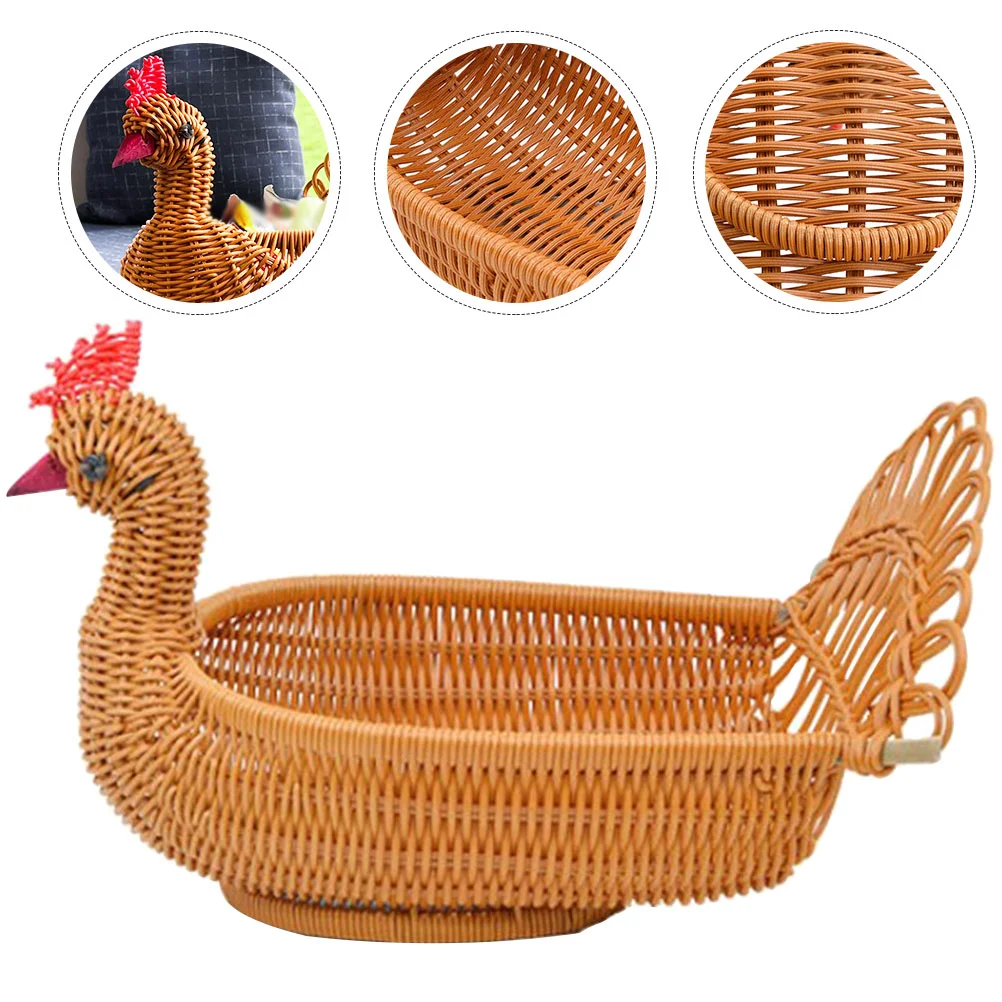 

Jewelry Tray Imitation Rattan Storage Basket Vanity Bread Baskets for Table Gifts Empty Household Snacks