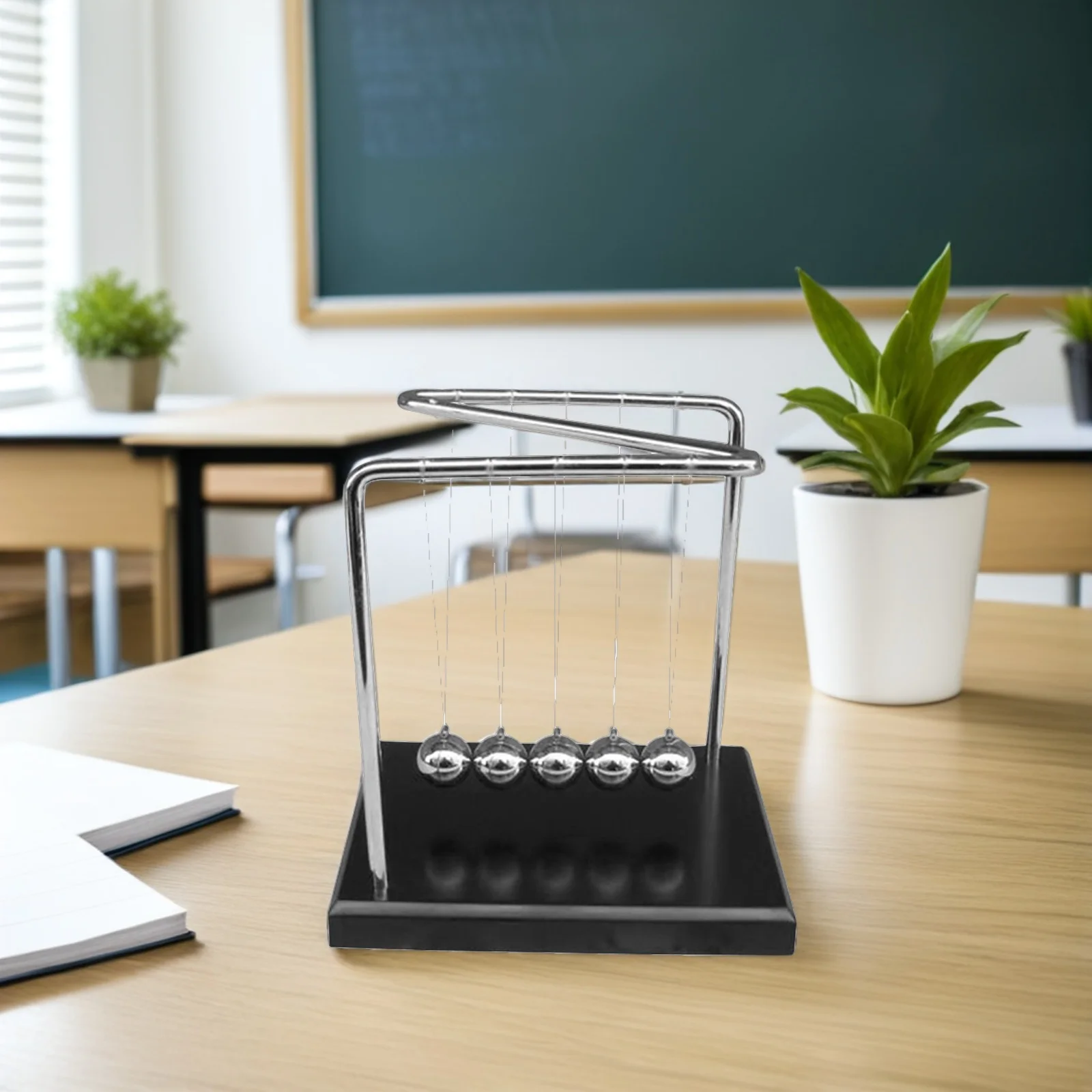 Cradle Pendulum Ball Zshape Solid Wood Base Metal Swing Physics For Office Home Desktop Decoration Science Learning Kit