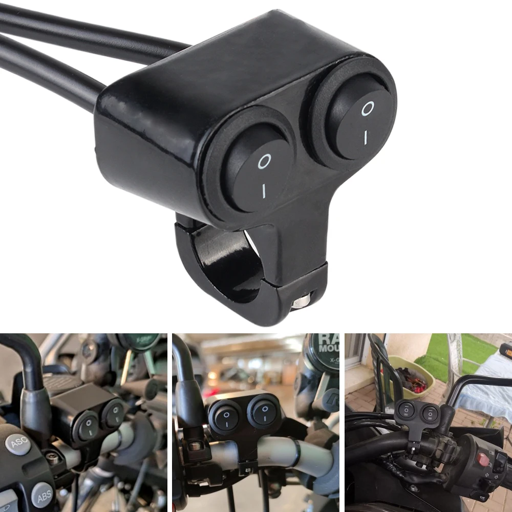 Dual Button Control Motorcycle Handlebar 12V Headlight Switch Aluminum Alloy Waterproof Flasher Speaker Switch 7/8in  22mm