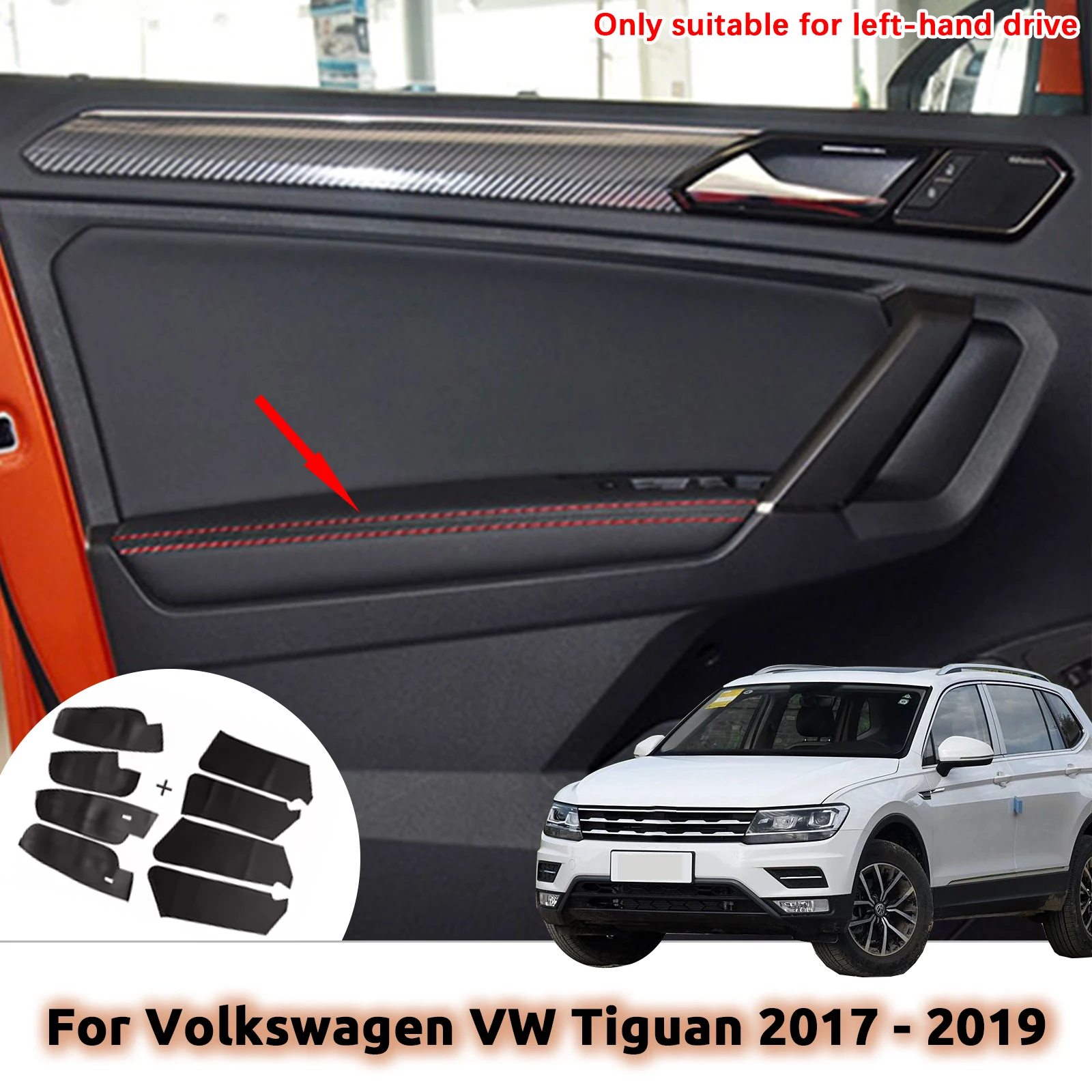 

Custom Fit For Volkswagen VW Tiguan 2017 2018 2019 For Car Door Armrest Panel Microfiber Leather Cover Protective Trim