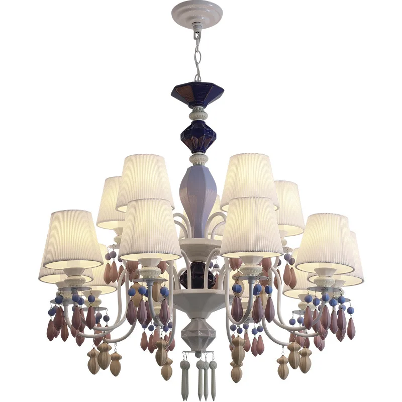 

French antique style, bedroom chandelier, high-end light luxury retro, living room light
