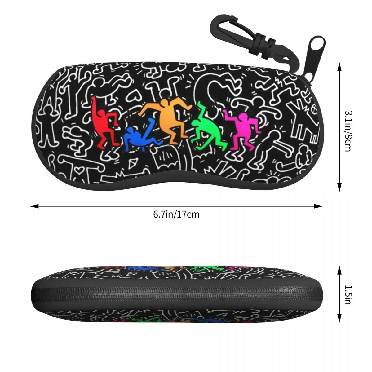 Haring Graffiti Paintings Art Black DanCe Eyeglass Glasses Case Soft Geometric Abstract Pop Art Sunglasses Protective Bag