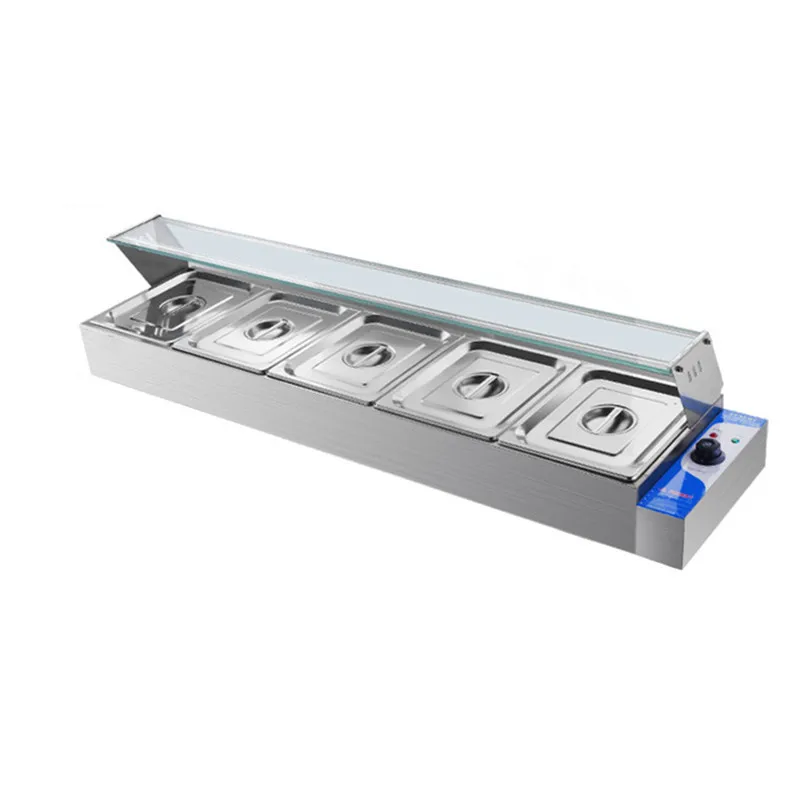 Stainless steel insulated soup pool, glass cover, insulated tabletop, electric heating commercial fast food station