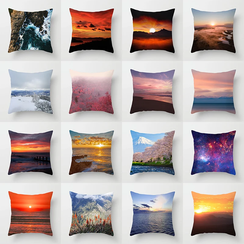 

Natural Landscape Sunset Scenery Pillow Cover Sofa Decoration Car Office Seat Cushion Room Home