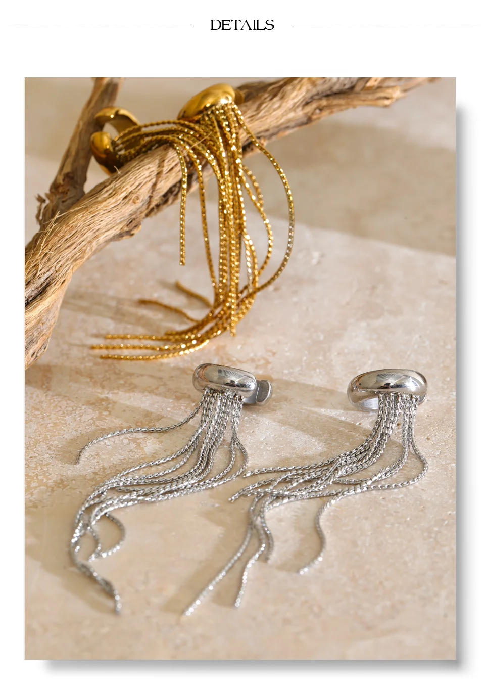 Yhpup 1 Stück Edelstahl Lange Quastenkette Ohrklemme Knorpel-Ohrringe Eleganter Beliebter Charmanter Ohrknochen-Schmuck – Detail 9
