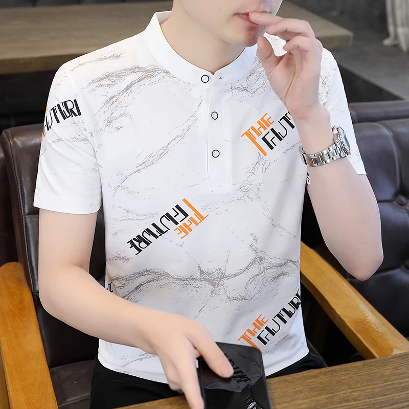 

Summer New Sle Men's Casual ort Sve T-irt Stand Collar irt Youth Faionable Versatile f Sve Base irt