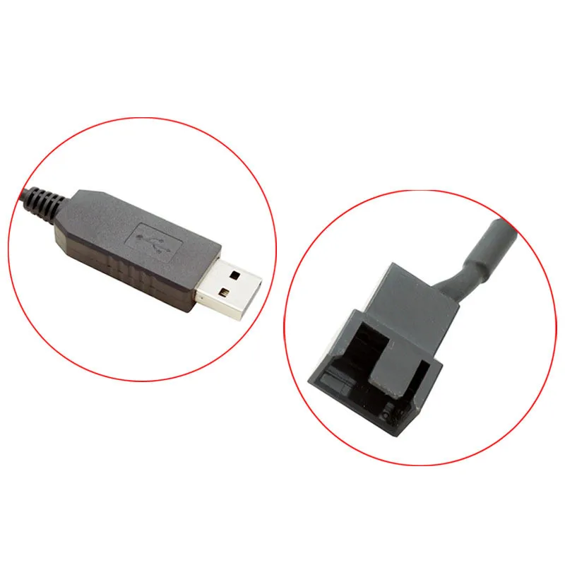 USB Fan Adapter Cable 5V to 12V Step Up Line USB to 4Pin PC Sleeved Power with ON Off Switch