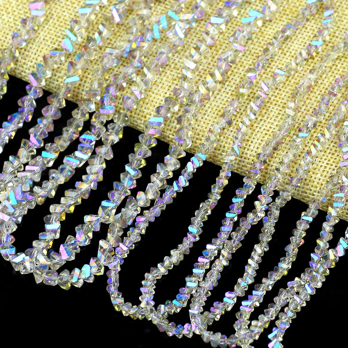 

4/6/8mm Purple AB Colorful Triangle Austrian Crystal Glass Spacer Loose Beads For Jewelry DIY Earrings Bracelets Accessories