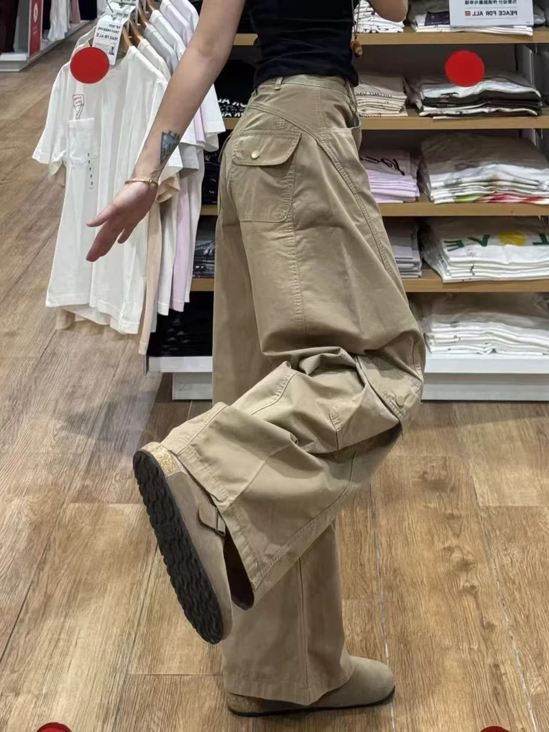 

Брюки-карго женские цвета хаки, зимние хлопковые большие брюки для кемпинга, уютная плюшевая флисовая подкладка, теплая утолщенная удобная носимая домашняя одежда