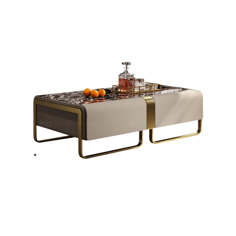 LMM light luxury coffee table model room large flat marble luxury stone tea machine combination