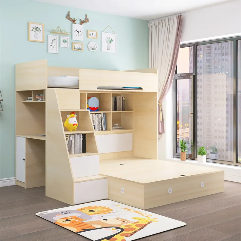 

Sister and Brother Bed S-type Upper and Lower Bed Daughter Duplex Second Floor Dislocation Not Disturb Each Other Bunk