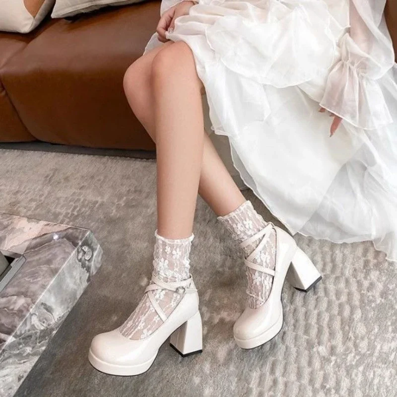 

French Vintage Mary Jane Shoes Women 2025 New Round Toe Chunky Heel Slip On Petite Platform Leather Shoes