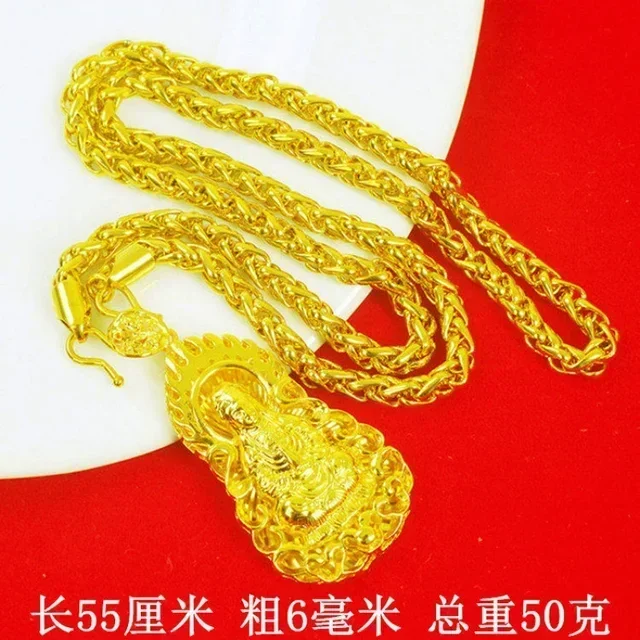 Gold AU999 real gold necklace Guan Gong dragon pendant pure  24K chain domineering fashion jewelry gift for men and women