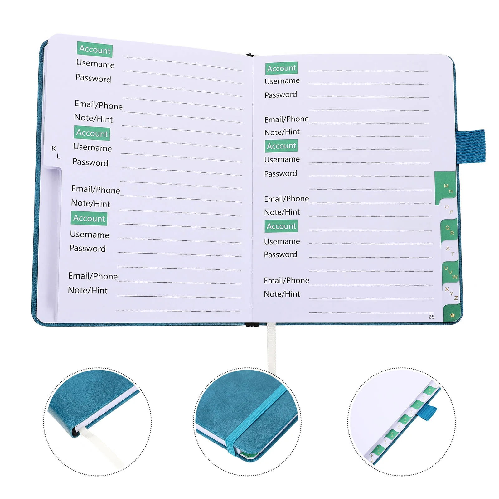 Password Book Address Phone Imitation Index Page with Pen Insert Strap (sky Blue ) Mini