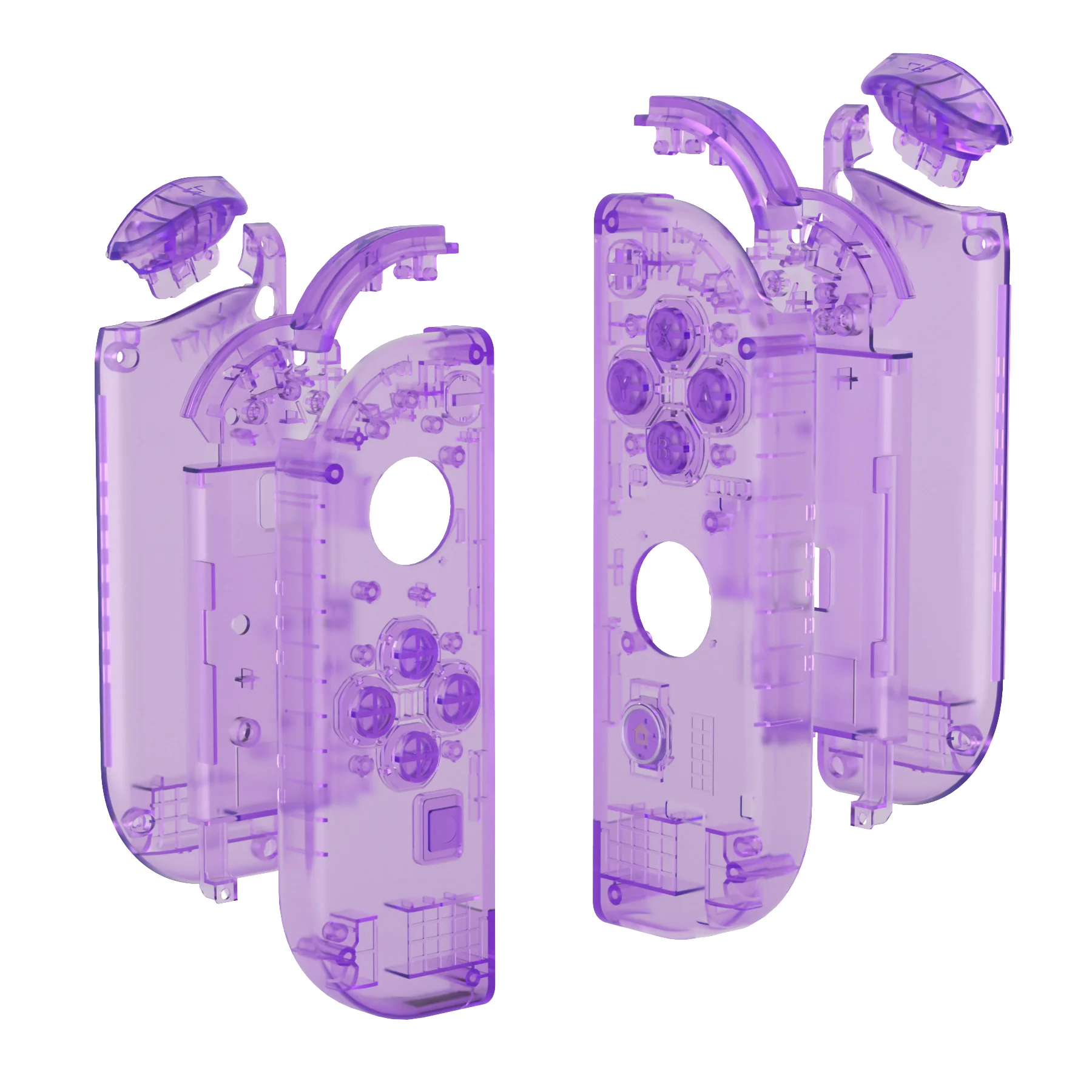 eXtremeRate Housing Shell W/Full Set Buttons for Nintendo Switch JoyCon & OLED JoyCon - Clear Atomic Purple