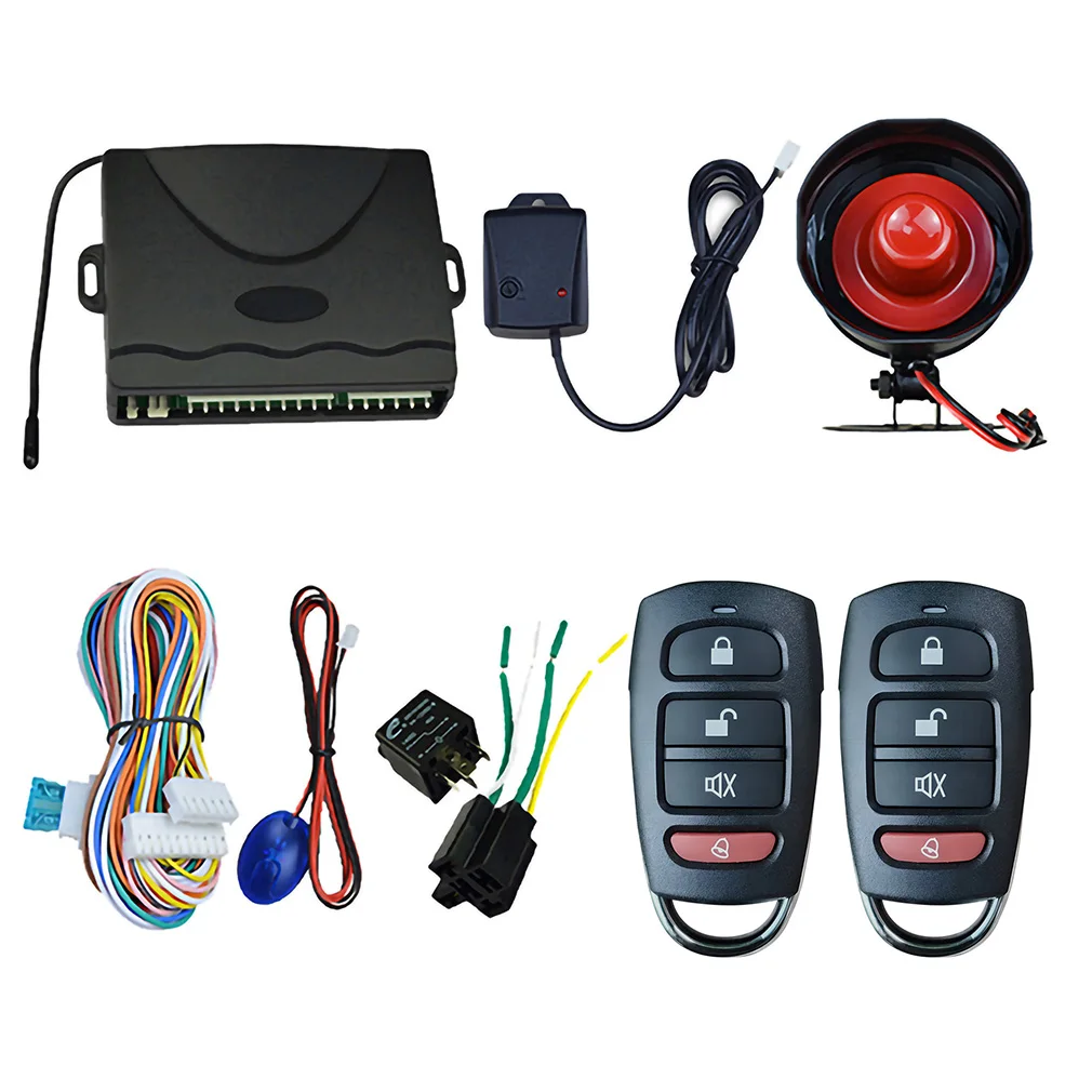 Car Burglar Alarm+2 Door Remote Central Locking Kit With Shock Sensor Immobiliser Car Auto Anti-theft Security System Protection