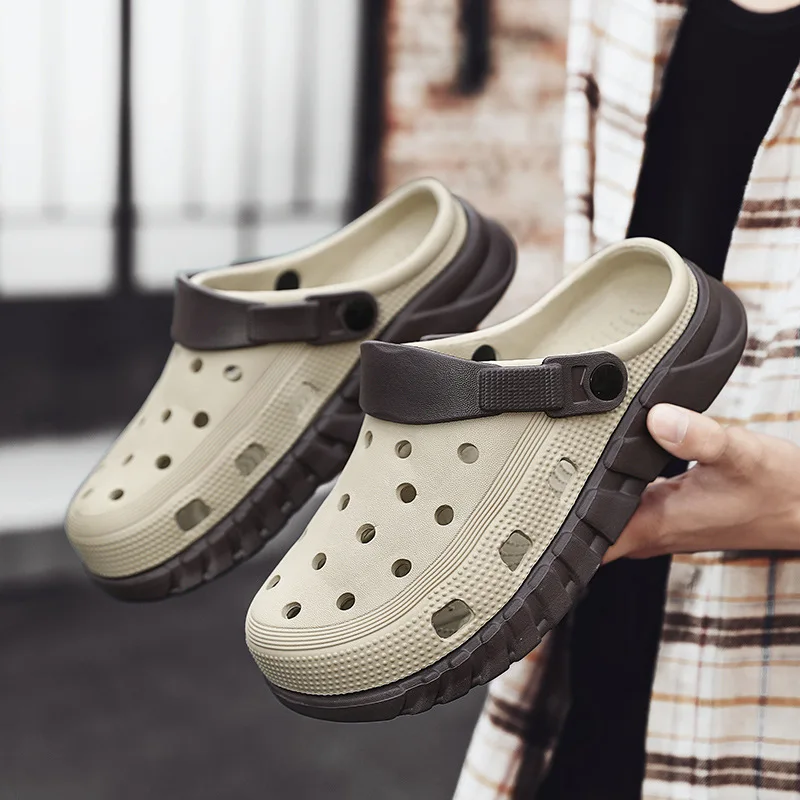 

Новые мужские сандалии, повседневная модная уличная спортивная обувь с отверстиями, нескользящие тапочки большого размера, крутые тапочки с двумя сумками