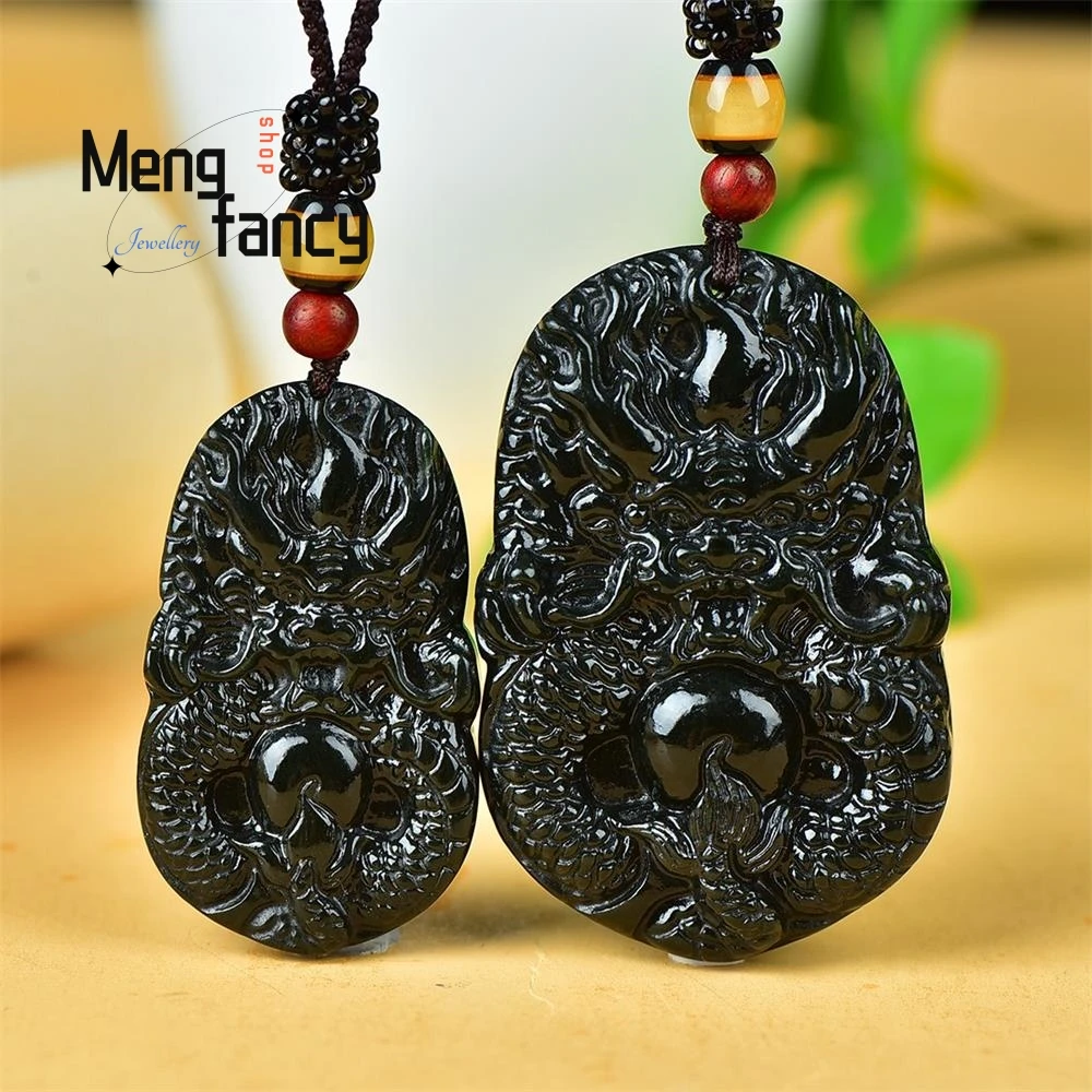 

Natural Hetian Jasper Auspicious Zodiac Loong Pendant Exquisite High-grade Mascot Fashion Luxury Jewelry Handicraft Holiday Gift