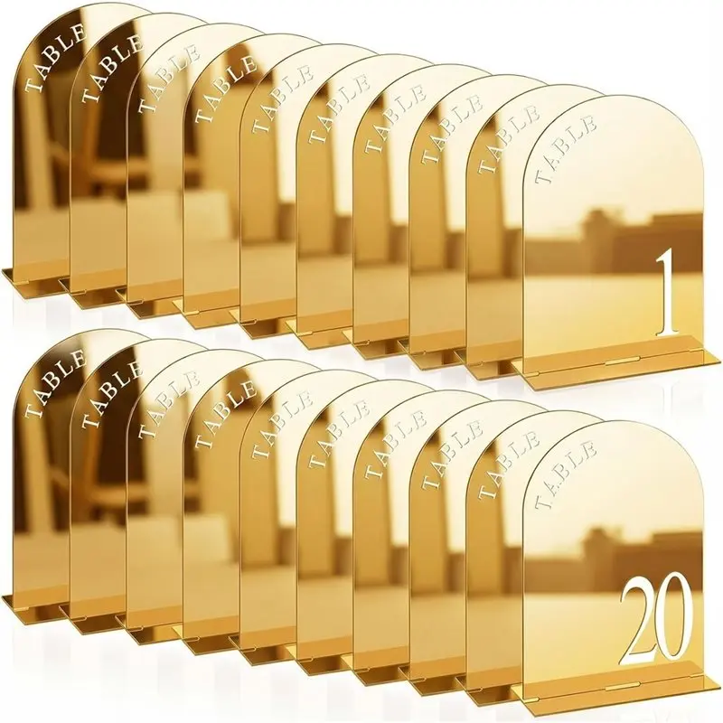B08B-Wedding Table Numbers 	 Mirrored Arch Number Signage For Wedding Reception